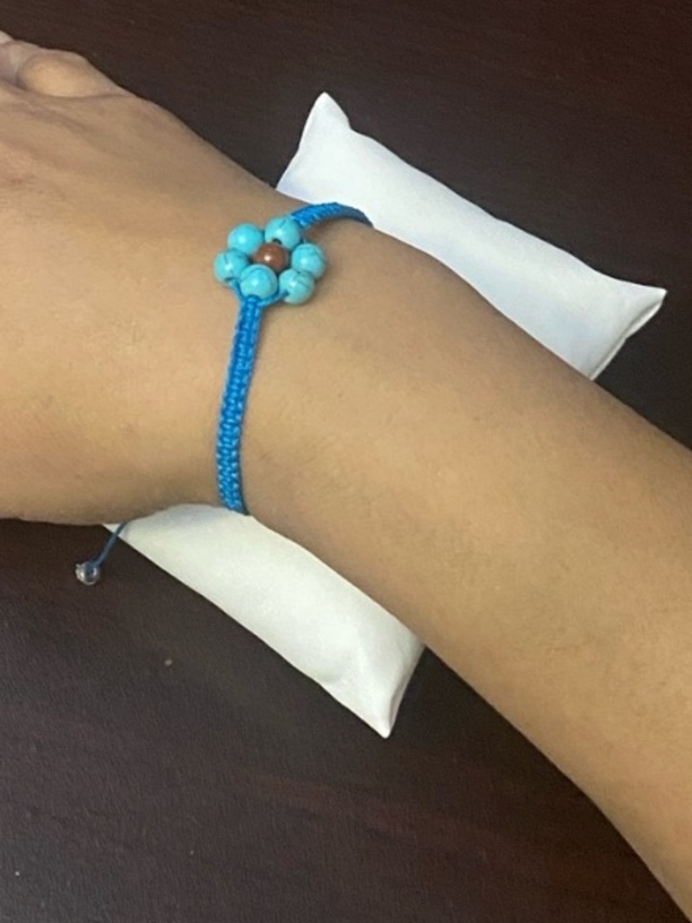 Blue friendship Macrame Bracelet with Turquoise and brown Accents